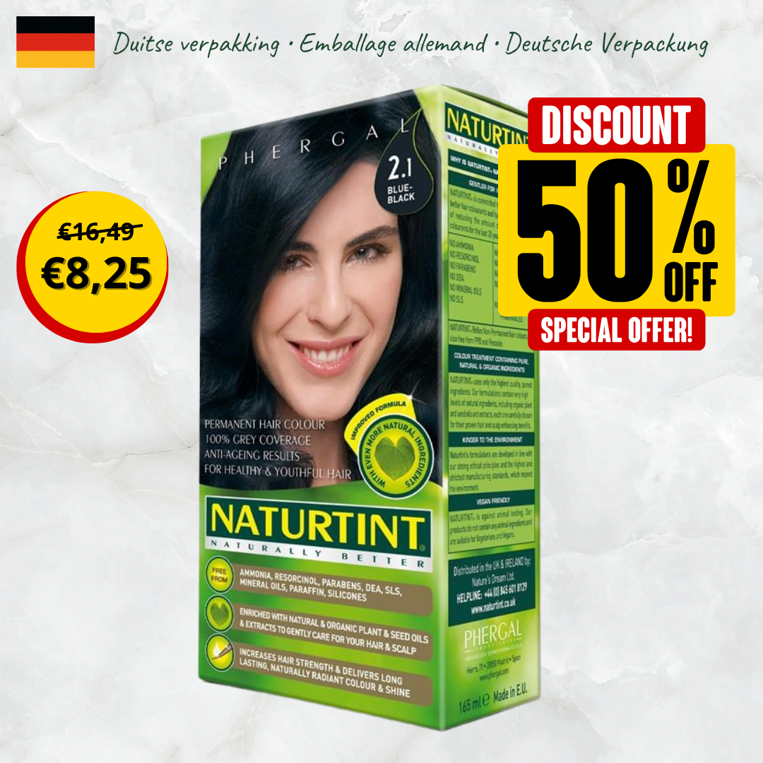 2.1 Zwart Azuur Naturtint Permanente Haarkleuring (Duitse verpakking)