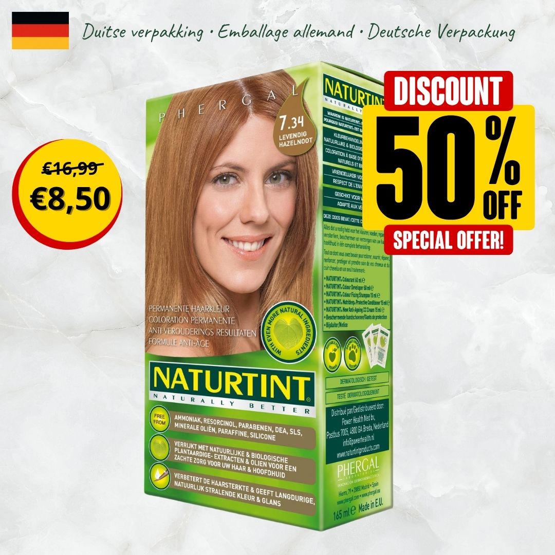 7.34 Levendig Hazelnoot Naturtint Permanente Haarkleuring (Duitse verpakking)