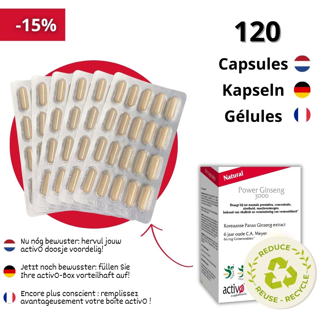 Navulling: 120 Capsules Power Ginseng 3000