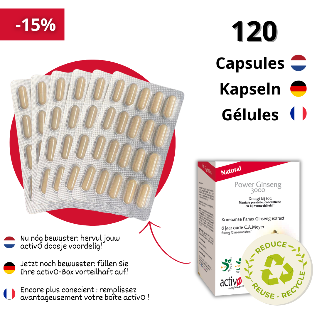 Navulling: 120 Capsules Power Ginseng 3000